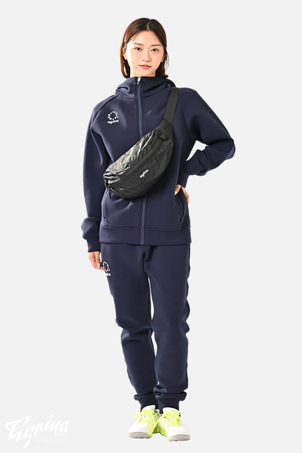 Premiumコティドライスウェットフルジップフード付きジャケット Navy