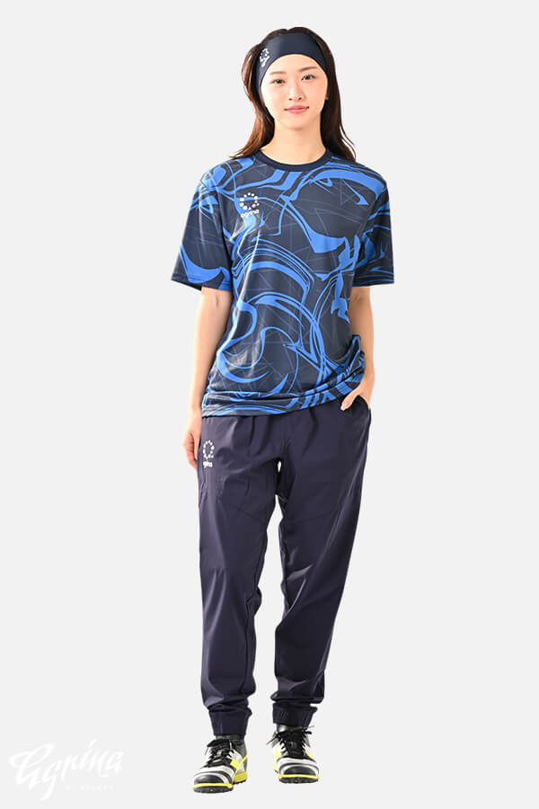 ジオメトリックUVプロテクトドライテックシャツ Navy